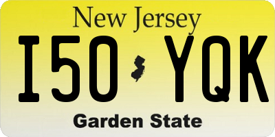 NJ license plate I50YQK