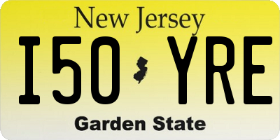 NJ license plate I50YRE