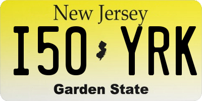 NJ license plate I50YRK