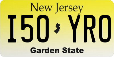 NJ license plate I50YRO