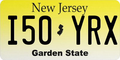 NJ license plate I50YRX