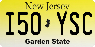 NJ license plate I50YSC