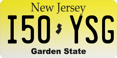 NJ license plate I50YSG