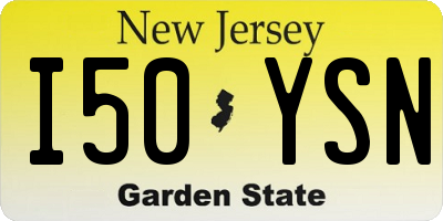 NJ license plate I50YSN