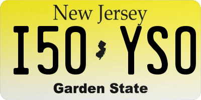 NJ license plate I50YSO