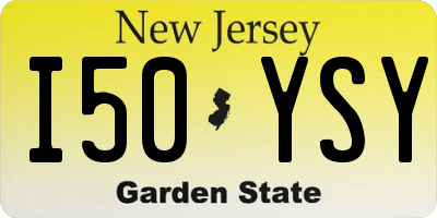 NJ license plate I50YSY