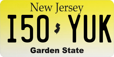 NJ license plate I50YUK