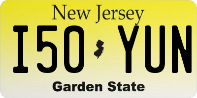 NJ license plate I50YUN