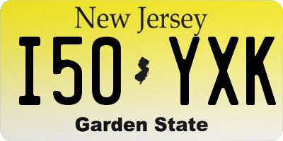 NJ license plate I50YXK