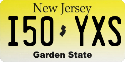NJ license plate I50YXS