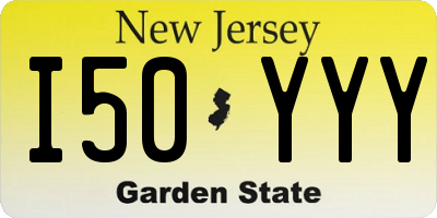 NJ license plate I50YYY