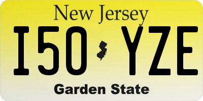 NJ license plate I50YZE