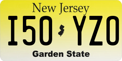 NJ license plate I50YZO