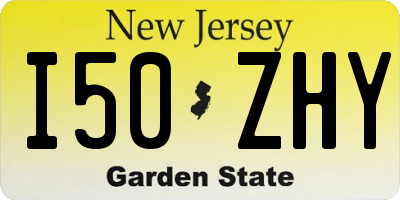 NJ license plate I50ZHY