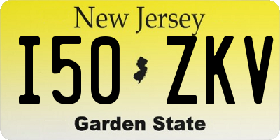 NJ license plate I50ZKV