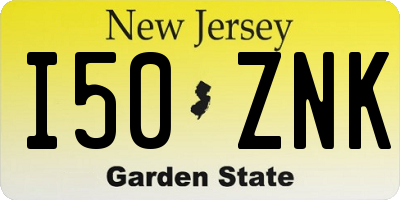NJ license plate I50ZNK