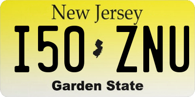 NJ license plate I50ZNU