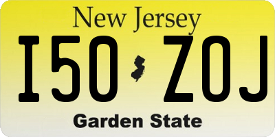 NJ license plate I50ZOJ
