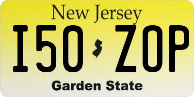 NJ license plate I50ZOP