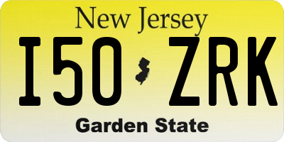 NJ license plate I50ZRK