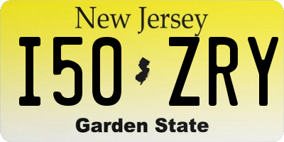 NJ license plate I50ZRY