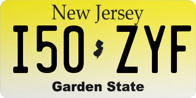 NJ license plate I50ZYF
