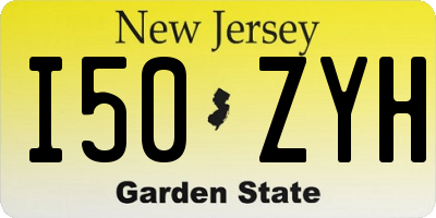NJ license plate I50ZYH