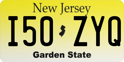 NJ license plate I50ZYQ