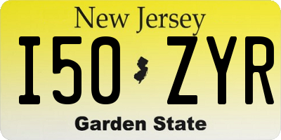 NJ license plate I50ZYR