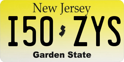 NJ license plate I50ZYS