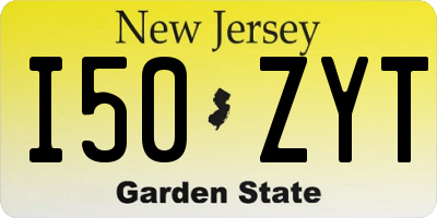 NJ license plate I50ZYT