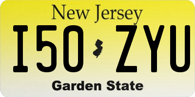 NJ license plate I50ZYU