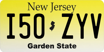 NJ license plate I50ZYV