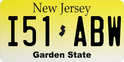 NJ license plate I51ABW