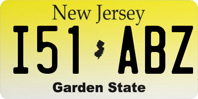 NJ license plate I51ABZ