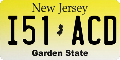 NJ license plate I51ACD