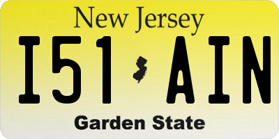 NJ license plate I51AIN