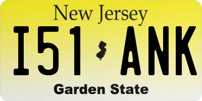 NJ license plate I51ANK