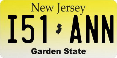 NJ license plate I51ANN