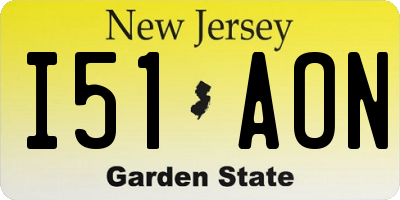 NJ license plate I51AON
