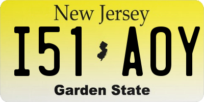 NJ license plate I51AOY