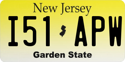 NJ license plate I51APW