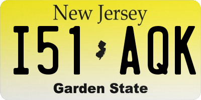 NJ license plate I51AQK