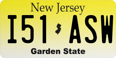 NJ license plate I51ASW
