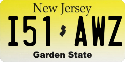 NJ license plate I51AWZ
