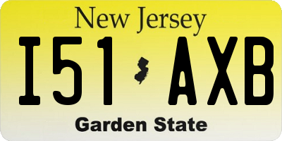 NJ license plate I51AXB