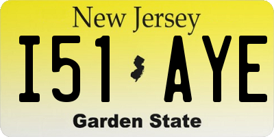 NJ license plate I51AYE