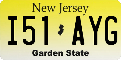 NJ license plate I51AYG