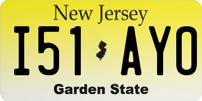 NJ license plate I51AYO