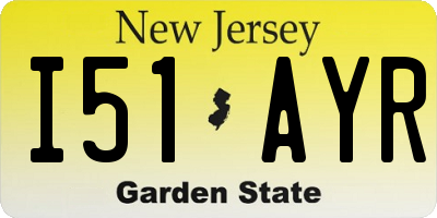 NJ license plate I51AYR